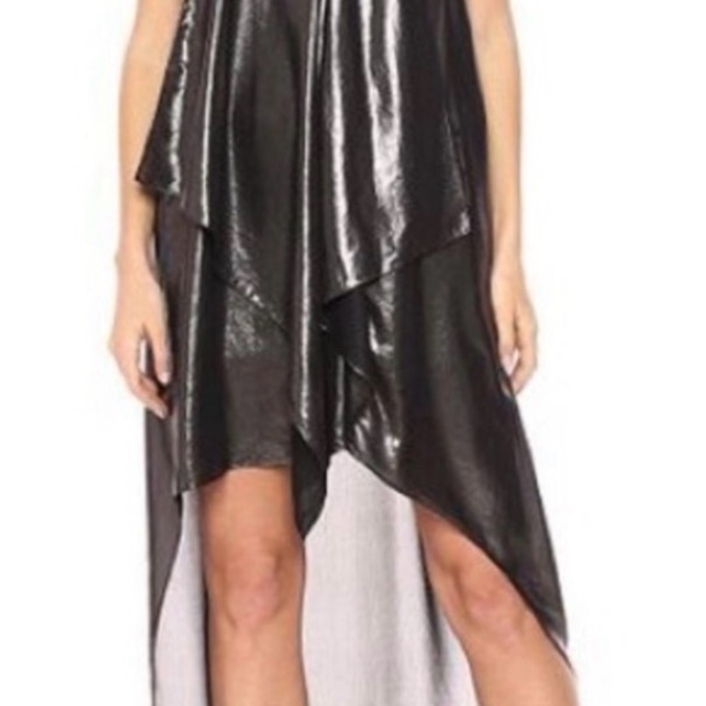 BCBGMaxAzria “Tara” High Low Dress in gunmetal. Size: M